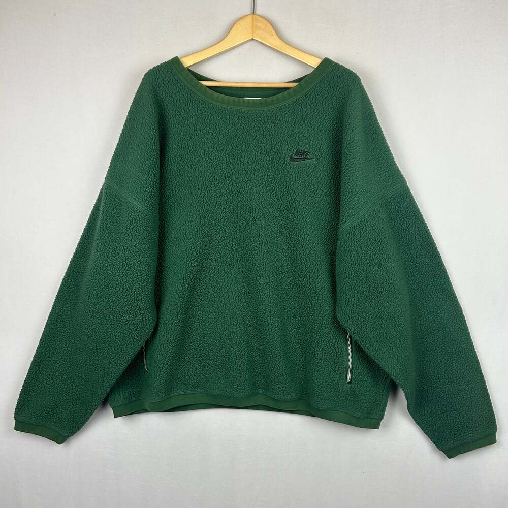 Nike Fleece Sherpa Oversized Sweatshirt Forest Green FB8378-323 Men's Size XL